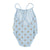 Swimsuit w/ crossed straps | light blue w/ flowers allover