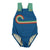 Baby swimsuit w/ large straps | blue, green & multicolor wave print