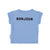 Baby t-shirt | blue w/ "hello in french" print