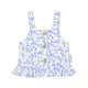 Baby top | off-white w/ little blue flowers, textured